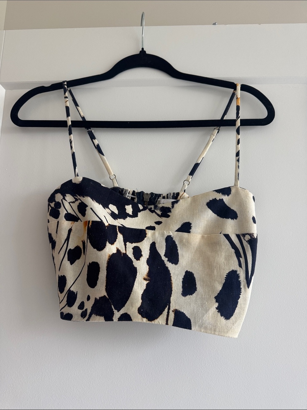 Stillwater Spaghetti Strap Crop Top - Navy & Cream